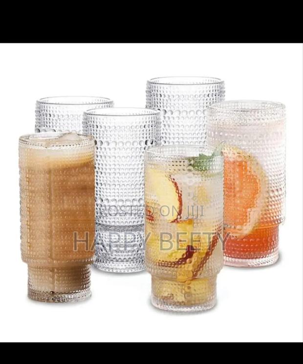 Available Embossed Vintage Ribbed Transparent Glasses - main view