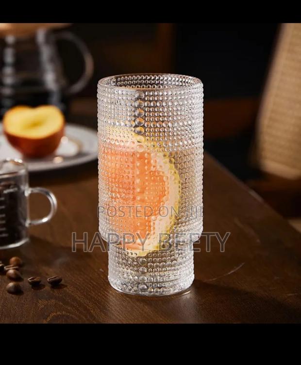 Available Embossed Vintage Ribbed Transparent Glasses - thumbnail 3