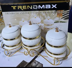 3 PCS Deco Canister Ceramic Sugar Coffee and Tea Set