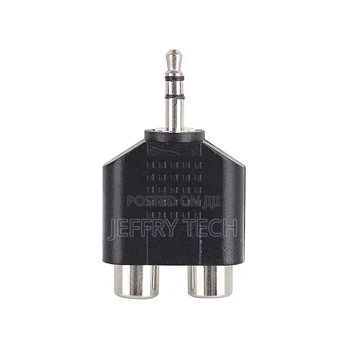 Male Jack to 2 Dual Rca Female Plug Av Connector-2pcs
