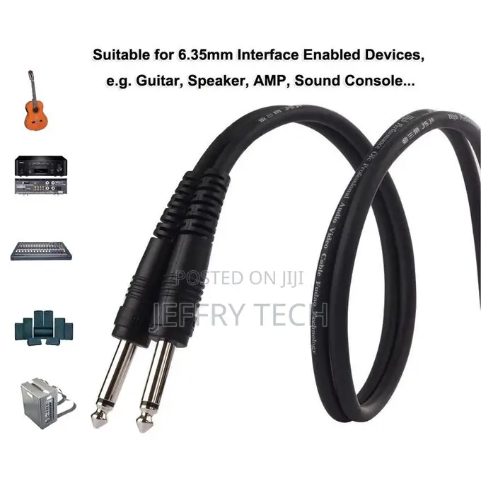 5 Meter - 6.35mm 1/4" Male to Male Cable 6.5mm Mono Audio Pl