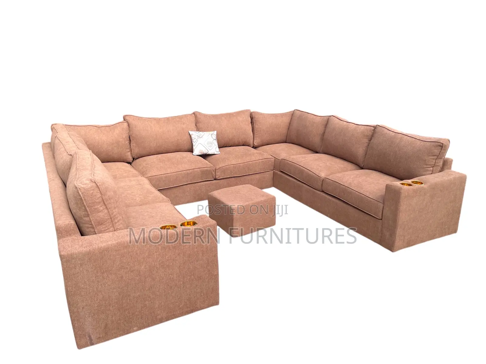 Brown U Shaped Sofa