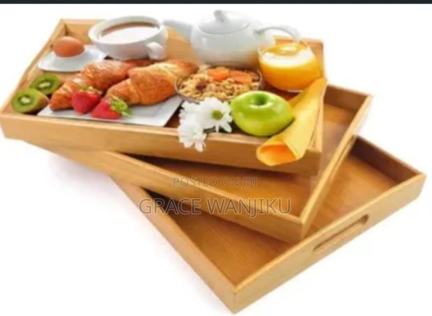 3pcs Wooden Bamboo Trays - main view