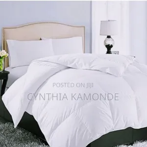 Stripped Binded White Duvet With 1 Bedsheet and 2 Pillowcase