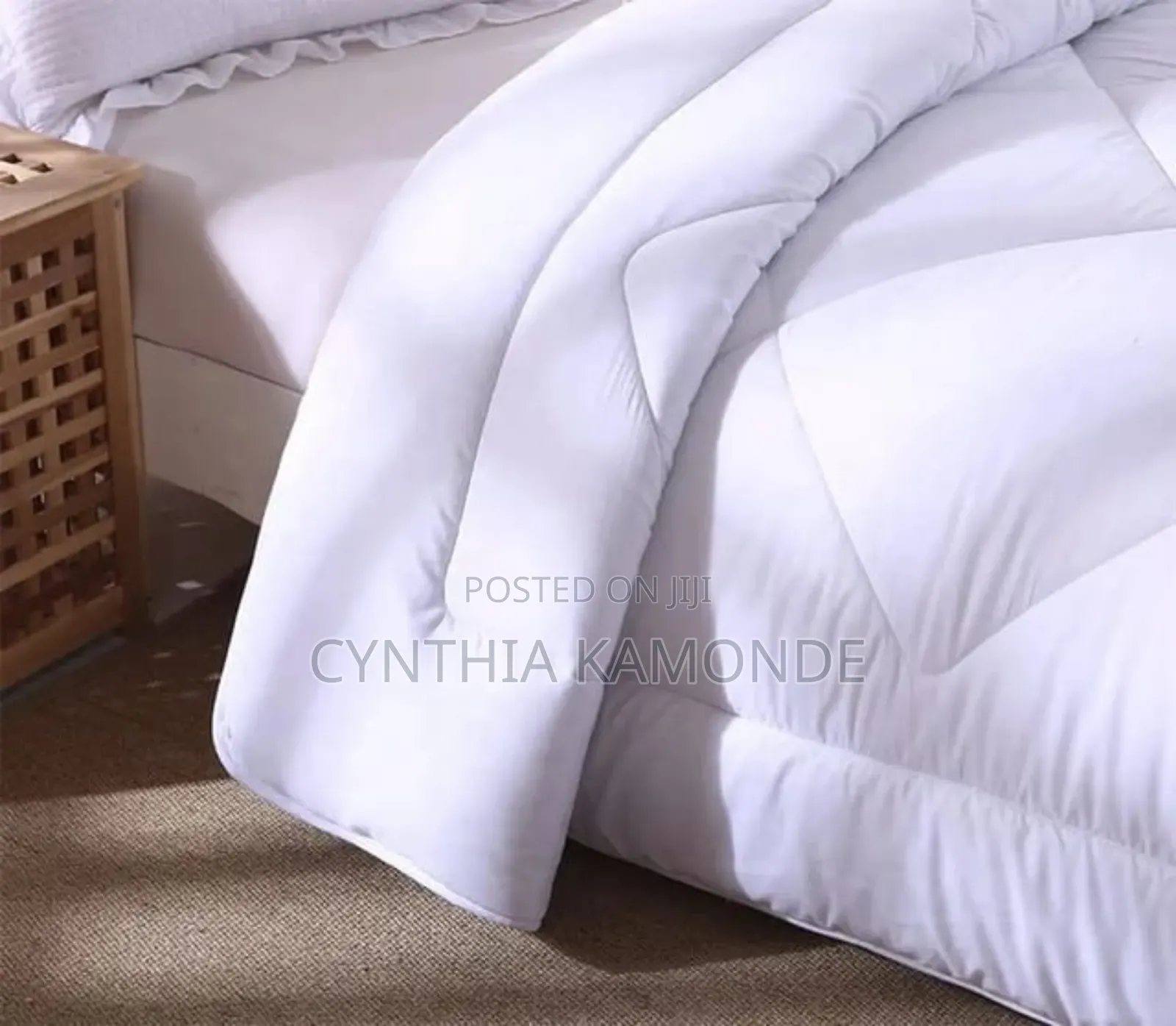 Stripped Binded White Duvet With 1 Bedsheet and 2 Pillowcase