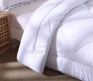 Stripped Binded White Duvet With 1 Bedsheet and 2 Pillowcase