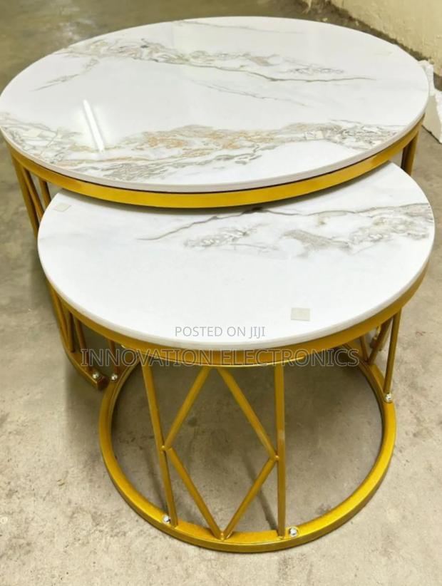 Newmodel Luxury Pure Ceramic Marble Top Nesting Coffee Table - main view