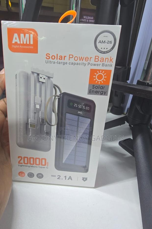 Ami Am-26 – Fast Charging Solar Power Bank With Led Level