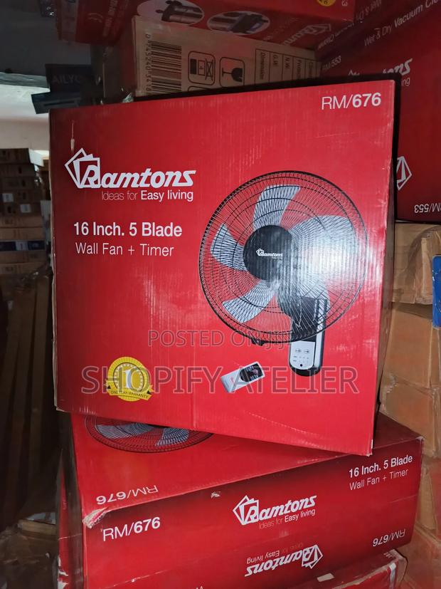 Ramtons Wall Fan 16" 5 Blade With Timer - main view