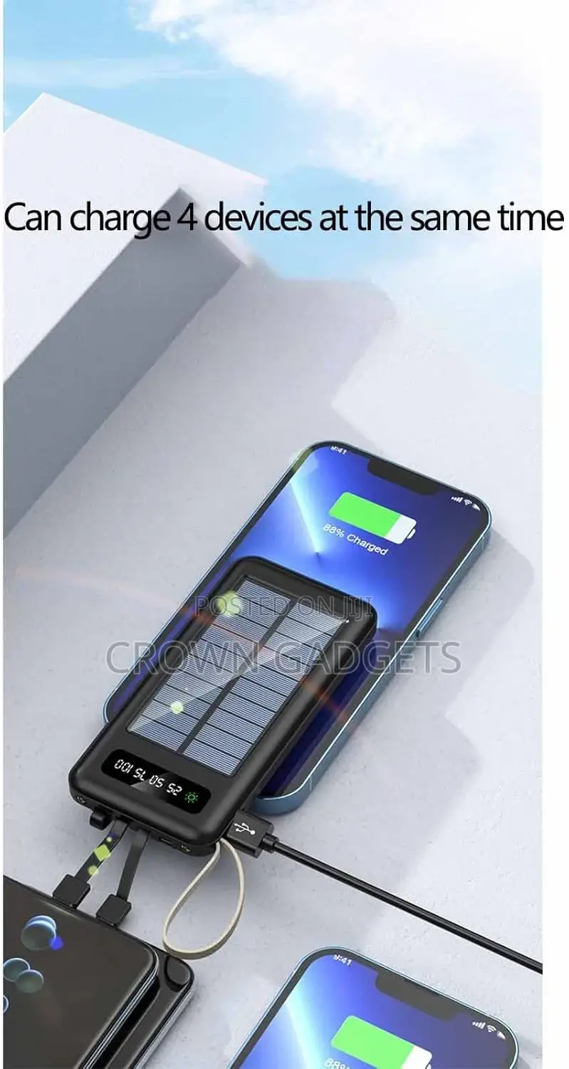 Ami Am-26 Solar Power Bank– 20000mah With Detachable Cable
