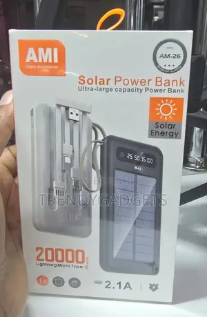 Portable Solar Power Bank 20000mah – Ami Am-26 With Type-C