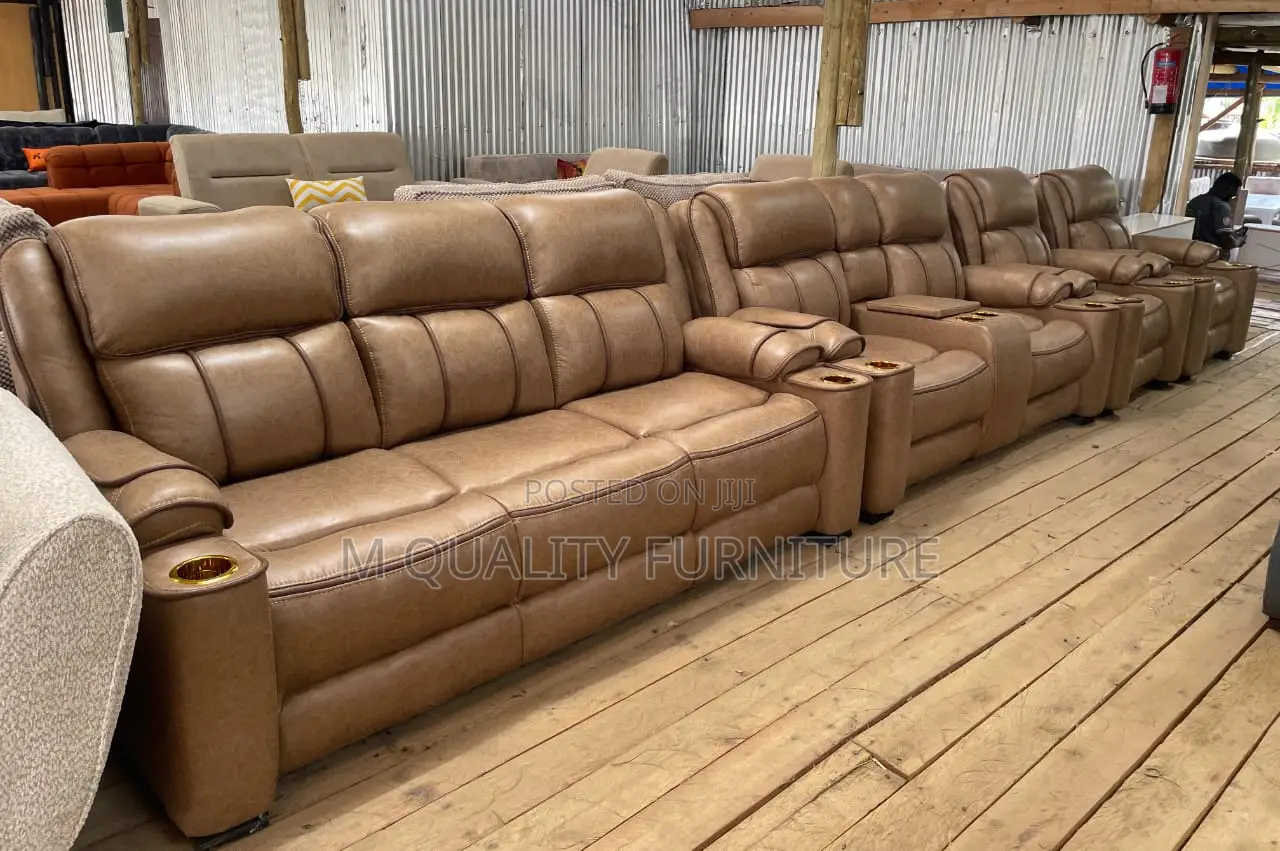 Brown 7 Seater Semi Recliner Sofa Sets