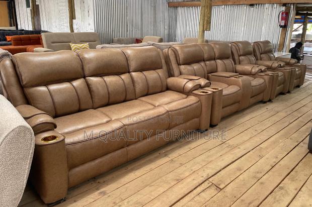 Brown 7 Seater Semi Recliner Sofa Sets