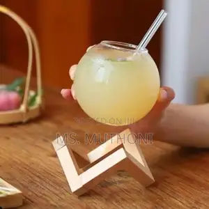 Round Ball Juice Glass With Bamboo Base