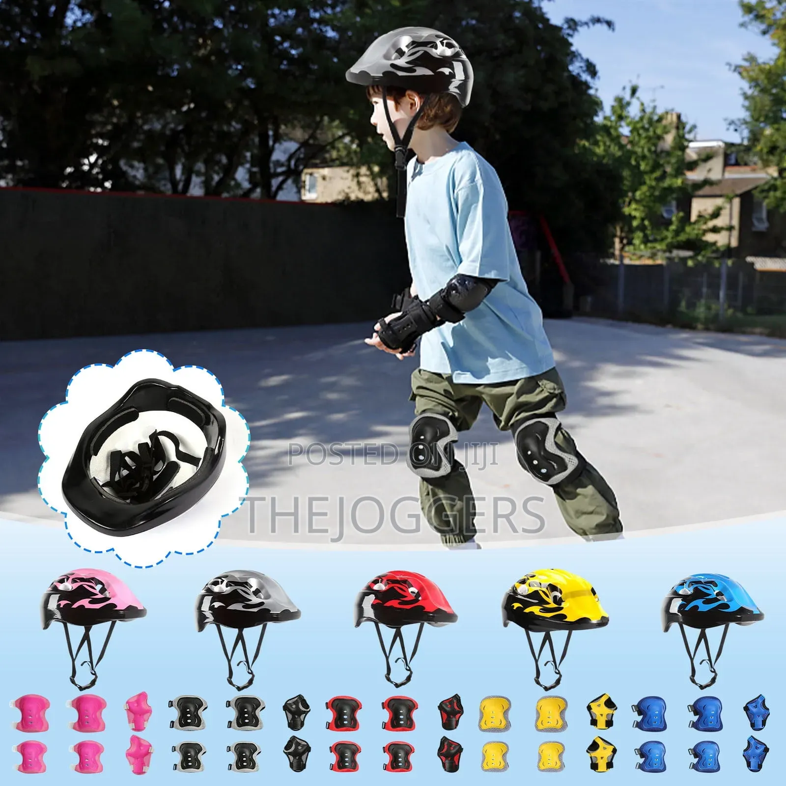 7pcs Set Children's Protective Gear Safety Helmet Knee Elbow