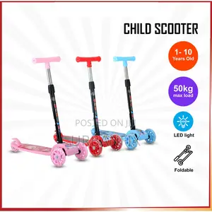 Adjustable 3-Wheel Kids Kick-Scooters With Led Wheel Lights