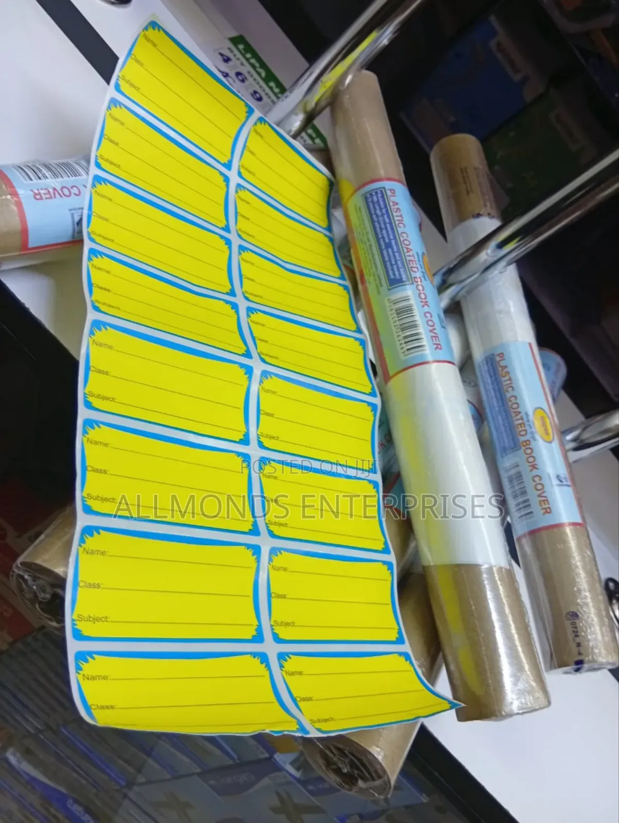 Plastic Coated Book Cover- 5metres,16pcs Self Adhesive Label