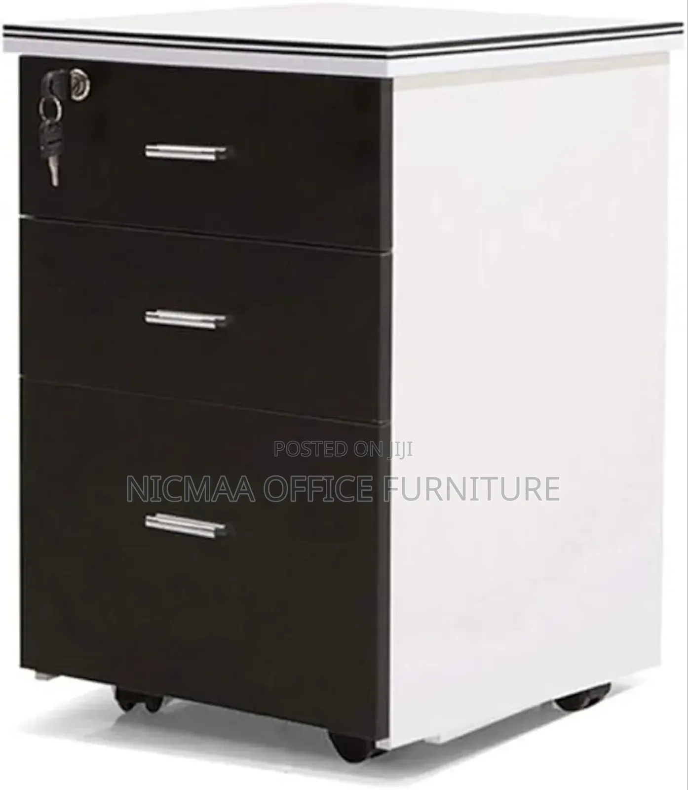 Simple Wooden Office File Cabinet Lockable Movable
