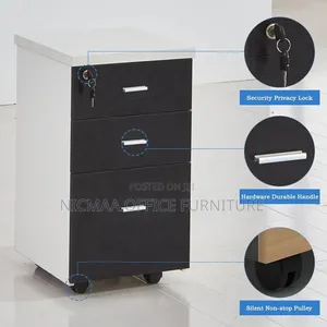 Simple Wooden Office File Cabinet Lockable Movable