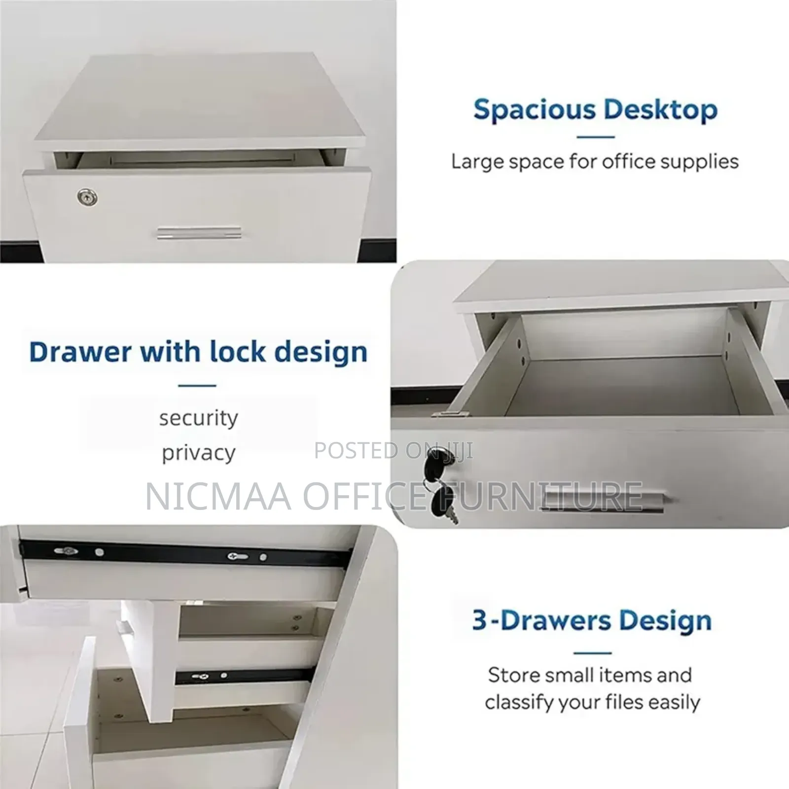 Simple Wooden Office File Cabinet Lockable Movable