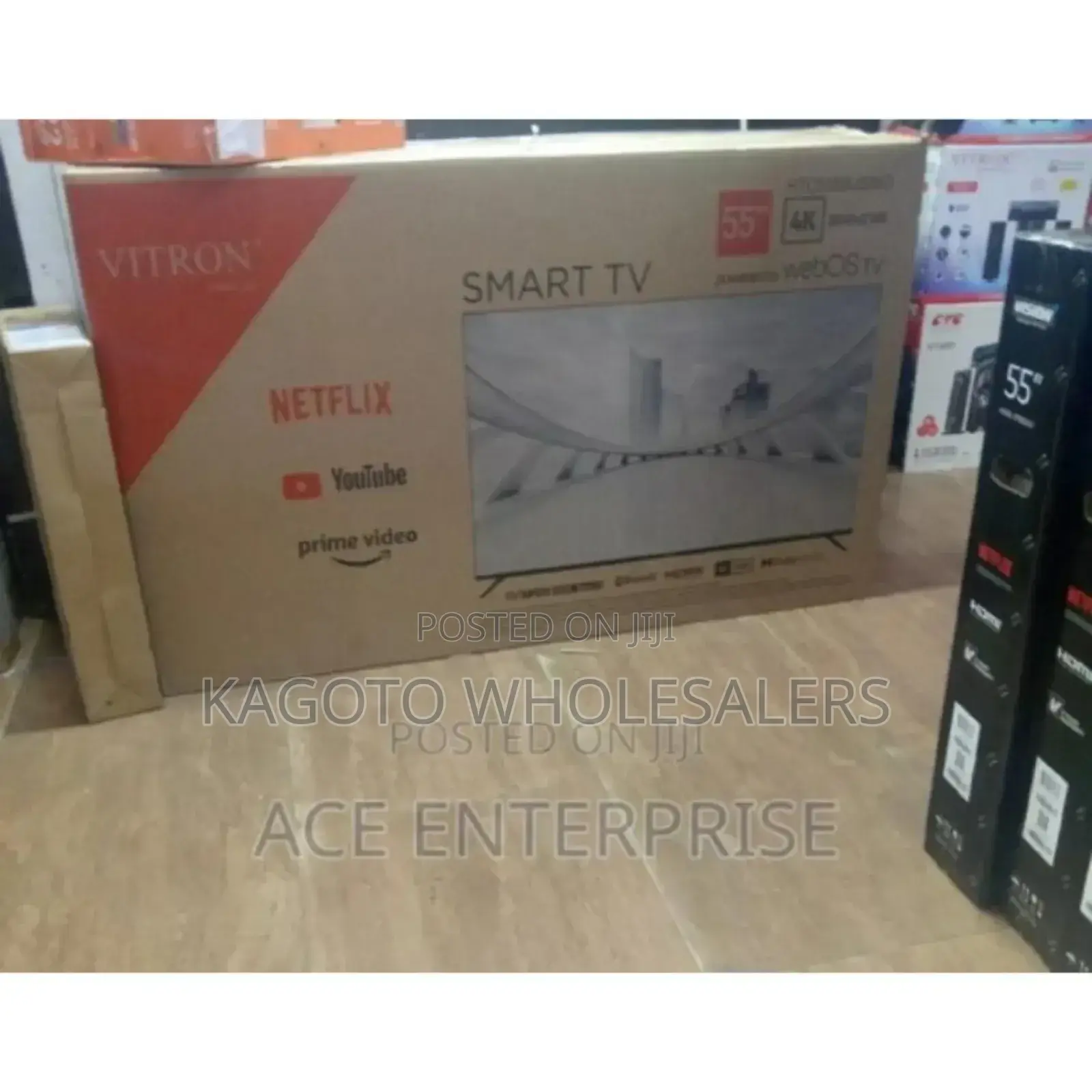 Netflix,Youtube. At Vitron 55inches Tv. Size 55inches
