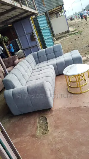 Gray 5 Seater L Shaped Bubble Sofa