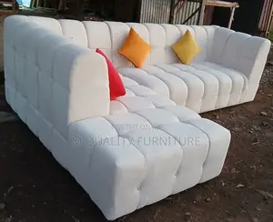 Pure White 6 Seater Quality Sofa With Back Permanent