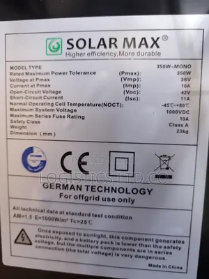 Solarmax 350w Solar Panel All Weather 25 Years Warranty Mono