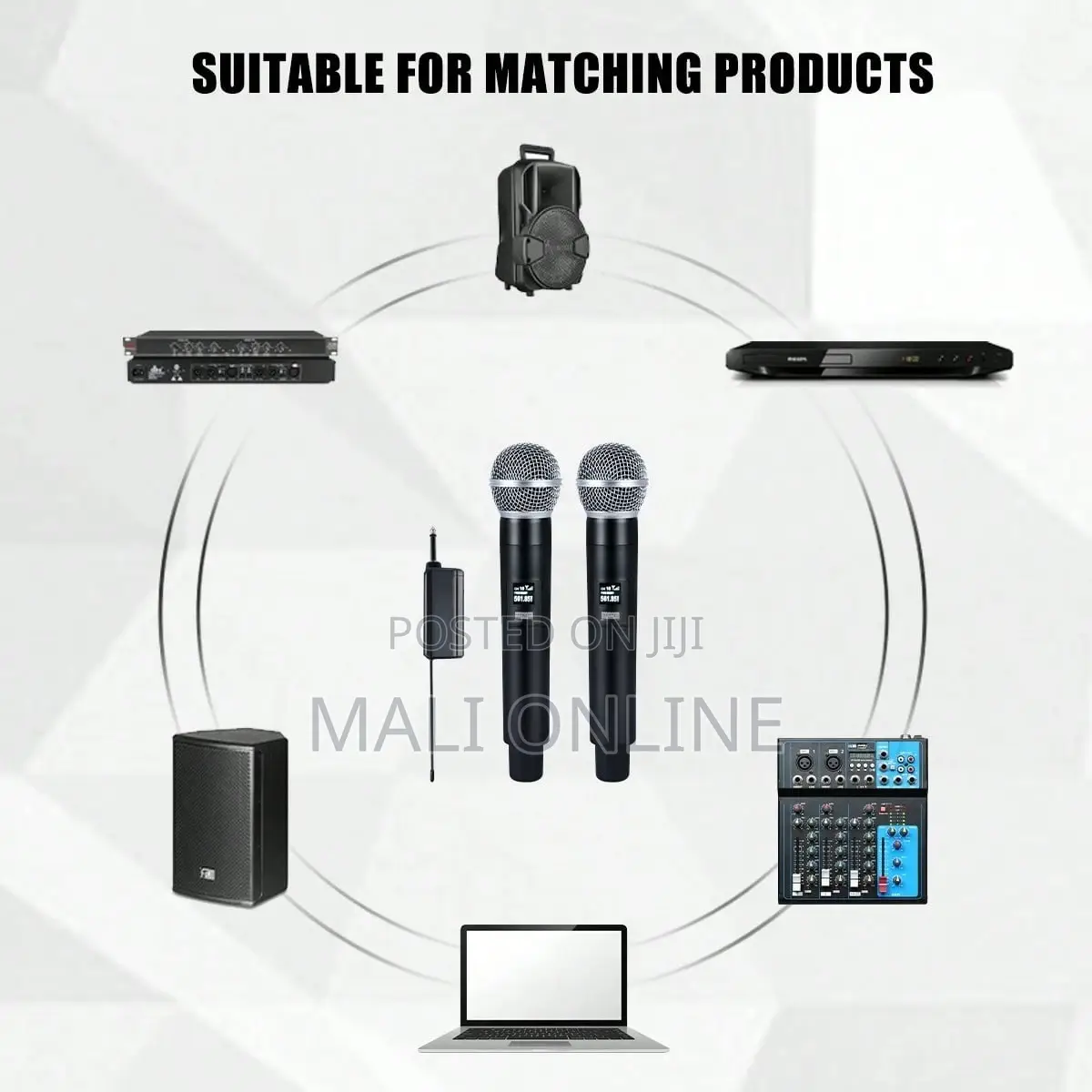 2pcs Rechargeable Wireless Vhf Microphone System