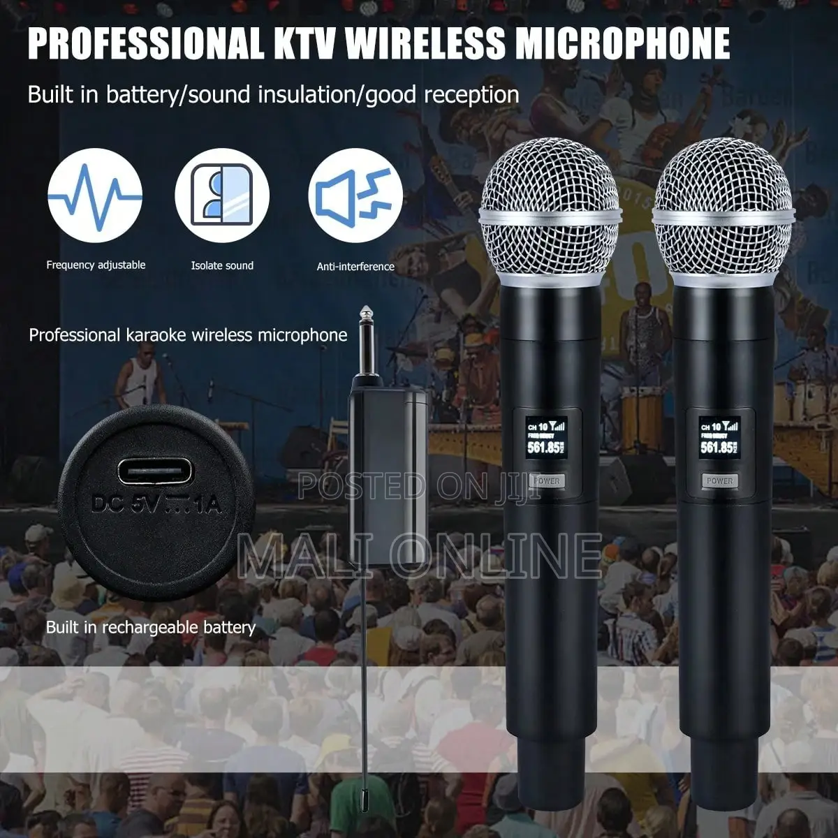 2pcs Rechargeable Wireless Vhf Microphone System