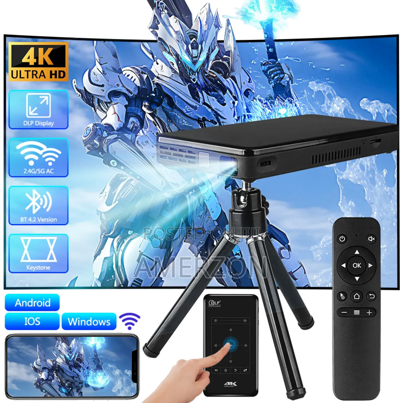 Portable Mini Smart Projector With Ultra Hd,