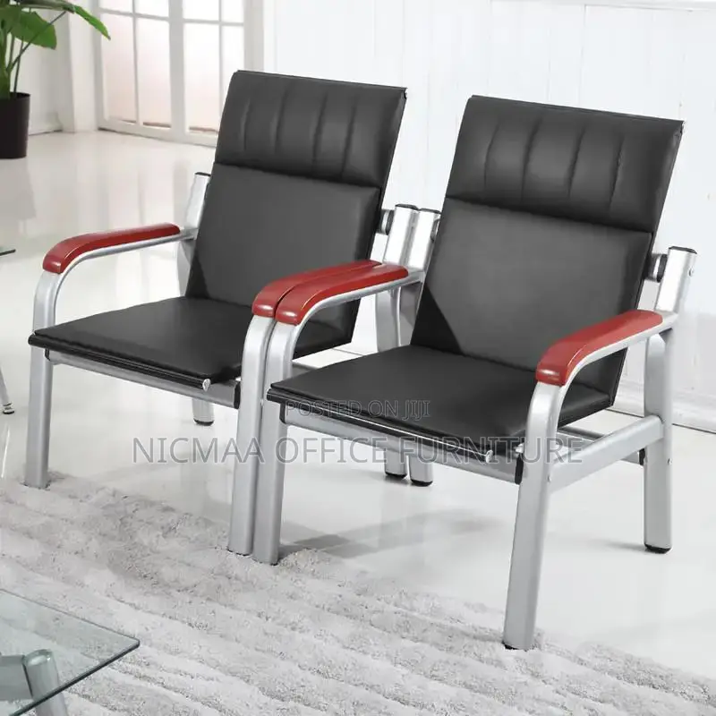 Leather Office Sofa With Metallic Stand
