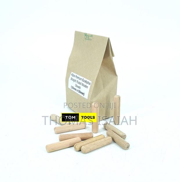 40pcs 10mm X 50mm Eucalyptus Straight Fluted Wooden Dowels - main view