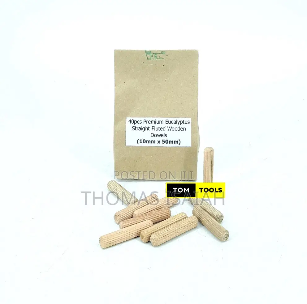 40pcs 10mm X 50mm Eucalyptus Straight Fluted Wooden Dowels