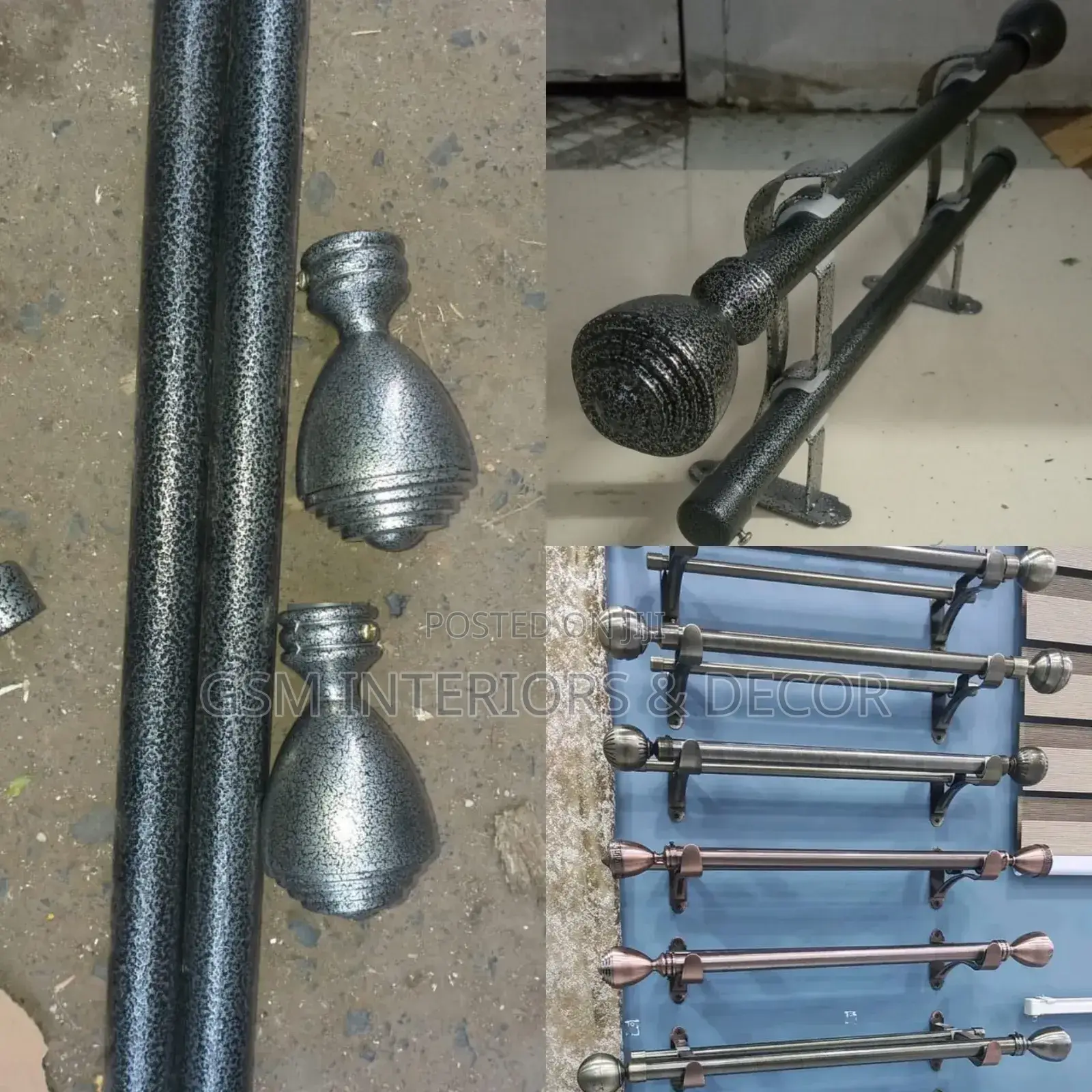 Silver-Black Jua Kali Curtain Rods Fittings