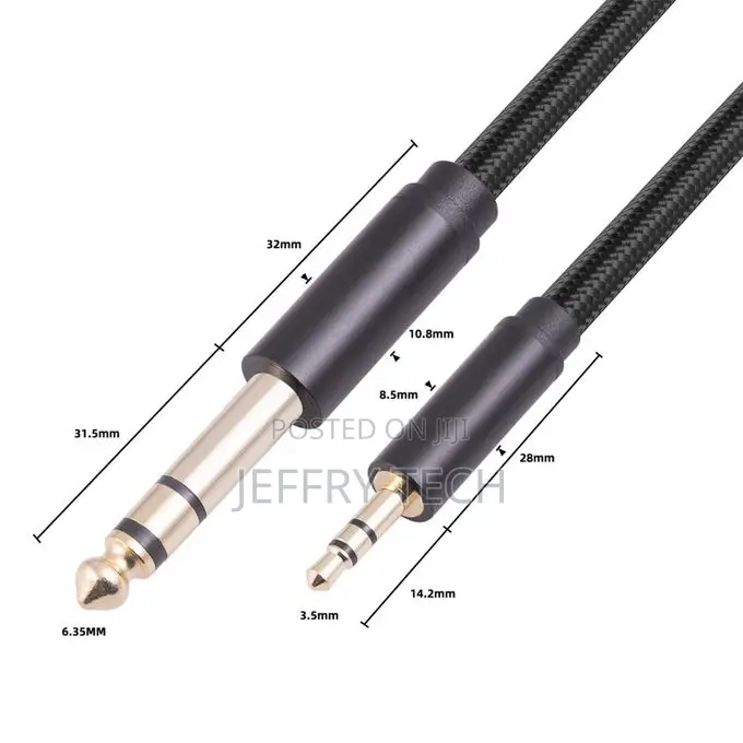 Audio Cable 1/8 Inch to 1/4 Inch 3.5mm Jack to 6.35 for 1m