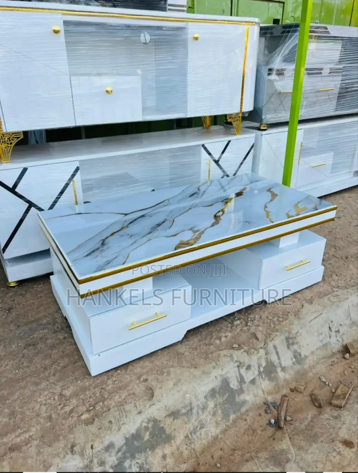 Marble Glay Gold Effect Coffee Table