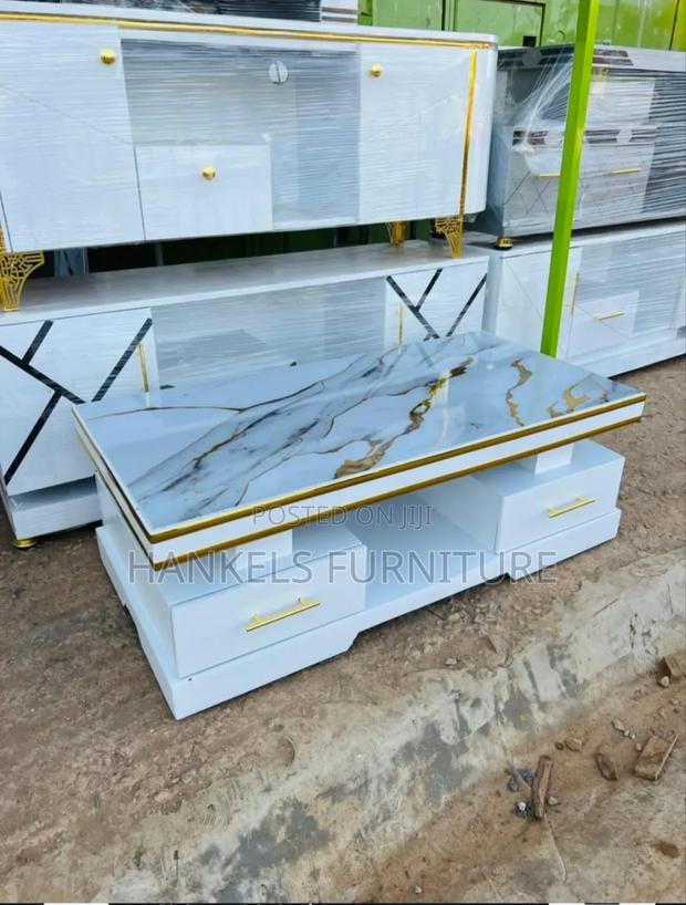 Marble Glay Gold Effect Coffee Table - main view