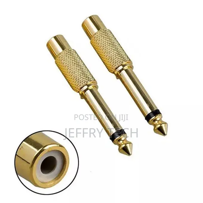 2pc Plated 6.35mm 1/4" Male Mono Plug to Rca Female Jack Aud