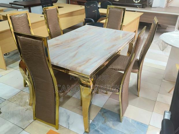 Modern 6 Seater Executive Marble Dining Set - main view
