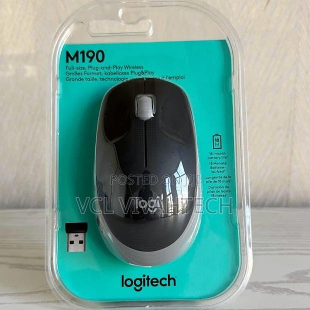 Logitech Wireless Mouse Full Size M190 – Mid Grey - main view