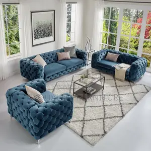 7 Seater Blue Chesterfield Sofas