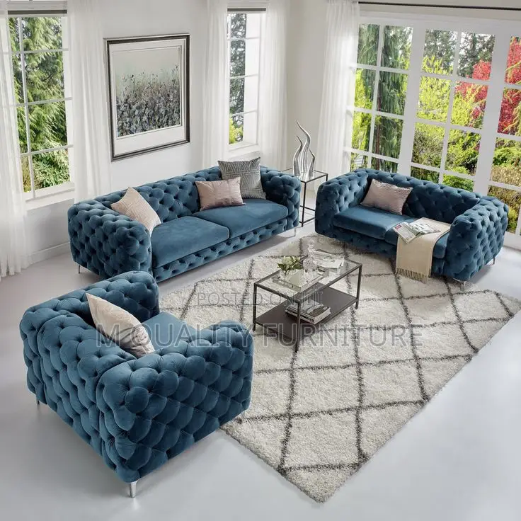 7 Seater Blue Chesterfield Sofas
