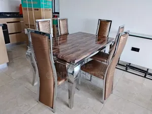 Pure Marble Top Dining Table With 6 Chairs