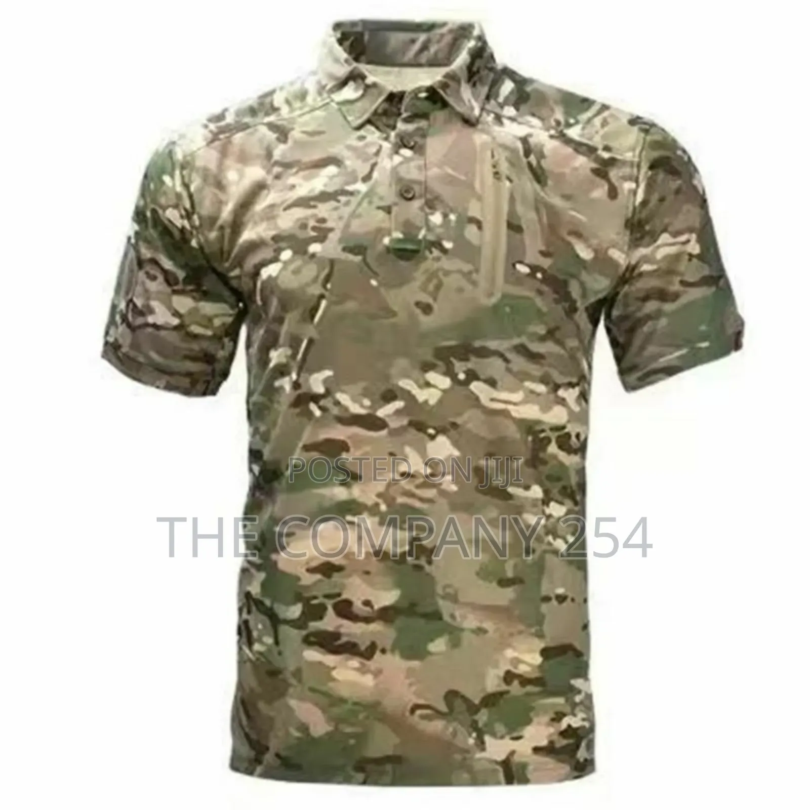 Quality Chest Zipper Short Sleeved Collar Camouflage Shirts
