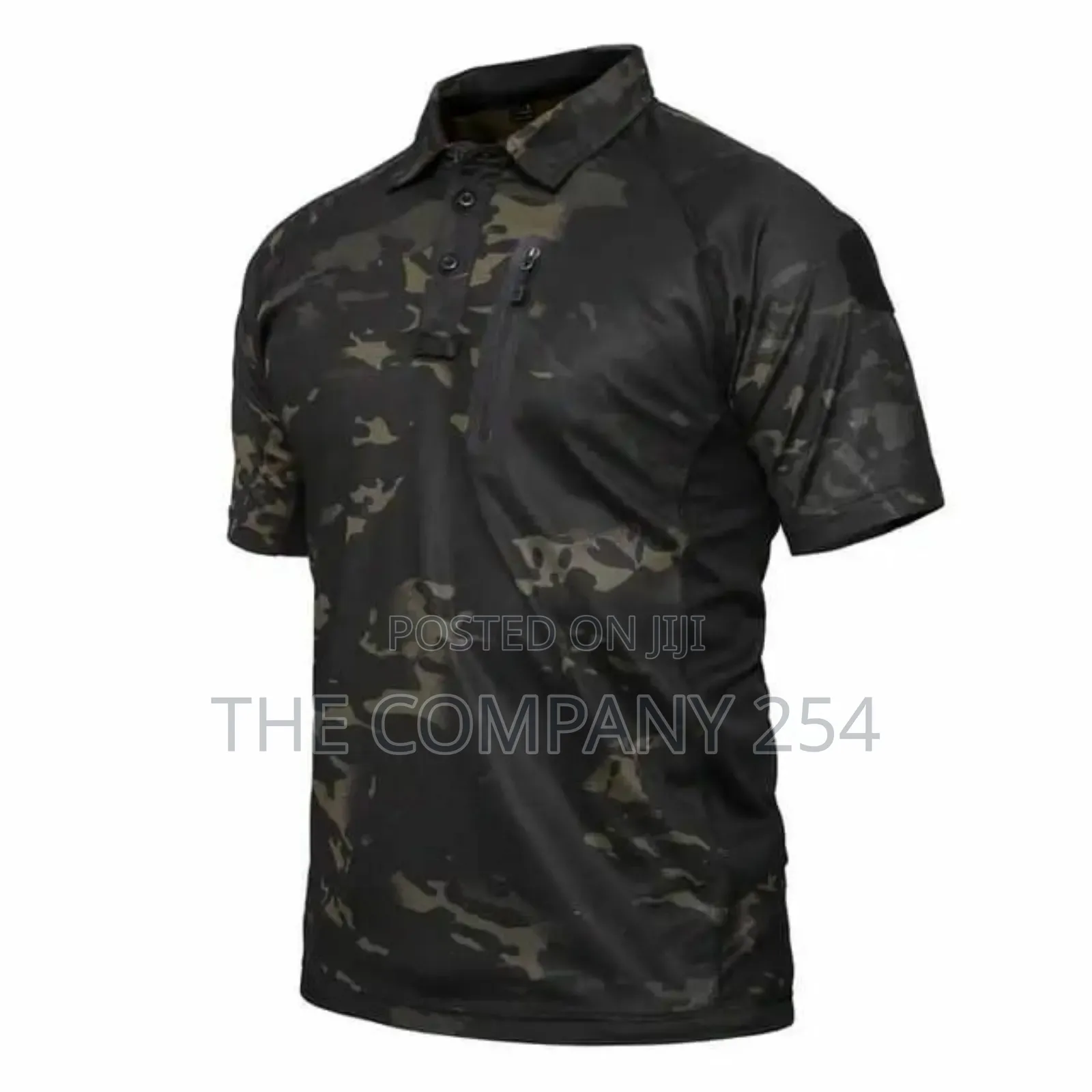 Quality Chest Zipper Short Sleeved Collar Camouflage Shirts