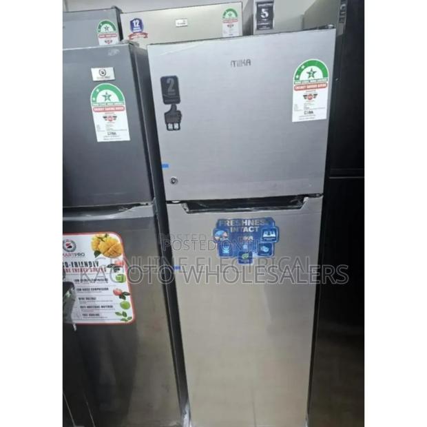 Silver. 255litres Mika Double Door Fridge