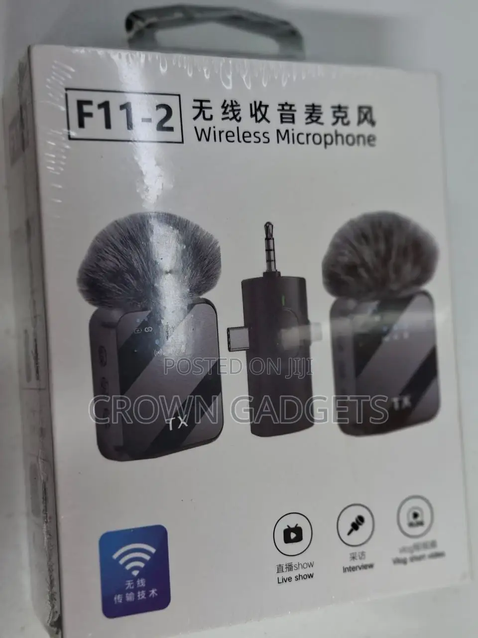 F11‐2 Wireless Lavalier Mic – 3‐In‐1 for iPhone/Type‐C/Aux