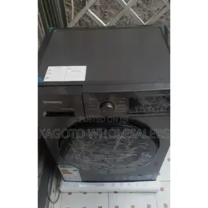 Black Skyworth 8kg Front Load Washing Machine.