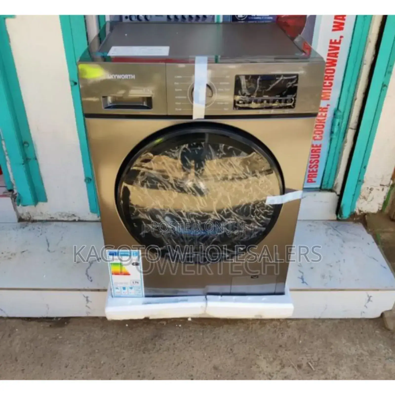 Gray Skyworth 8kg Front Load Washing Machine.